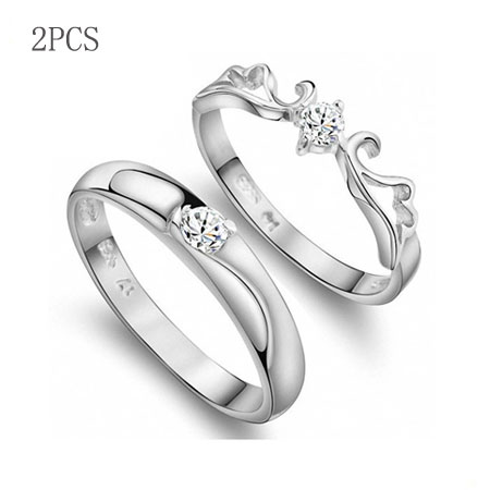 Verstellbare S925 Silber Engelsflügel Versprechen Ringe für Paare